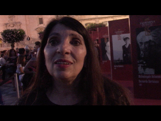 Lucia Sardo durante l'intervista per Suggestioni Press sul red carpet del Taormina Film Fest 2019